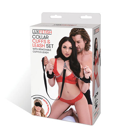 Lux Fetish Collar Cuffs & Leash Set - Removable