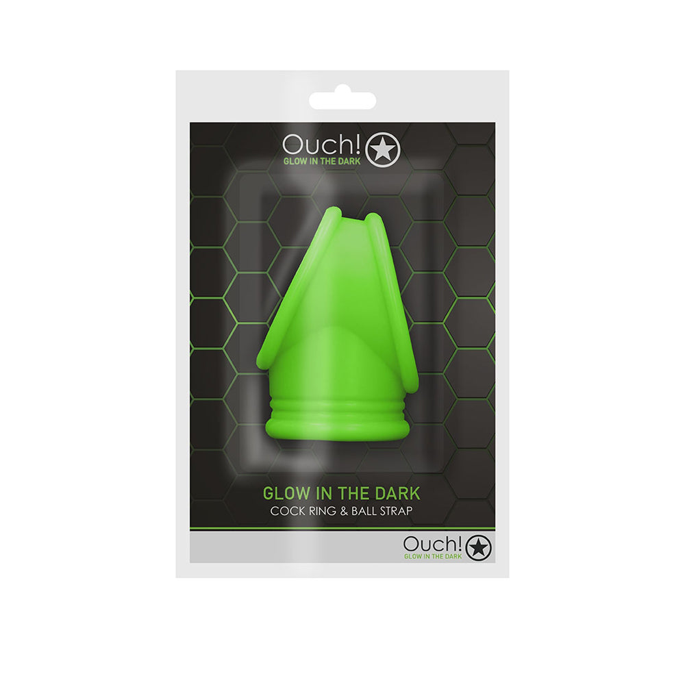 Shots Ouch Cock Ring & Ball Strap - Glow In The Dark