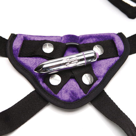 Tantus Velvet Vibra Harness Purple Clam