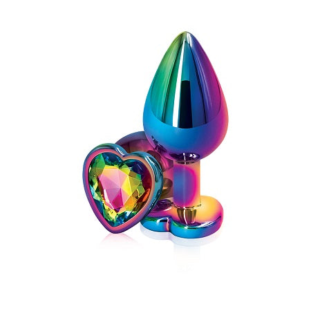 NS Novelties Rear Assets Multicolored Aluminum Heart Gem Butt Plug | thevibed.com