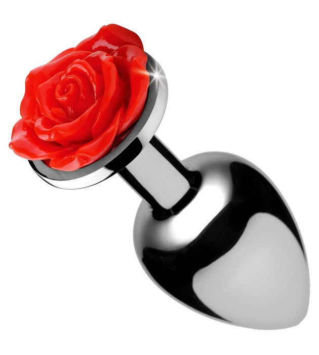 XR Brands Booty Sparks Red Rose Metal Butt Plug | thevibed.com